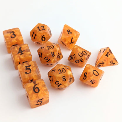 Pumpkin Pie Dice Set – 7-Piece Orange Brown Autumn DnD Dice Fennek and Finch