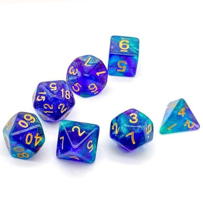 Purple and Green Will O Wisp Dice Set - CozyGamer