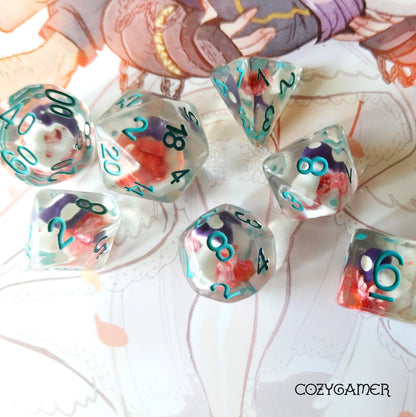 Purple Mushroom and Flowers Dice Set Dice Sets & Games Fennek and Finch