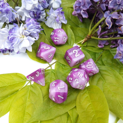 Purple Ombre Dice Set – 7-Piece Pearly Purple Layered DnD Dice Dice Sets & Games Fennek and Finch