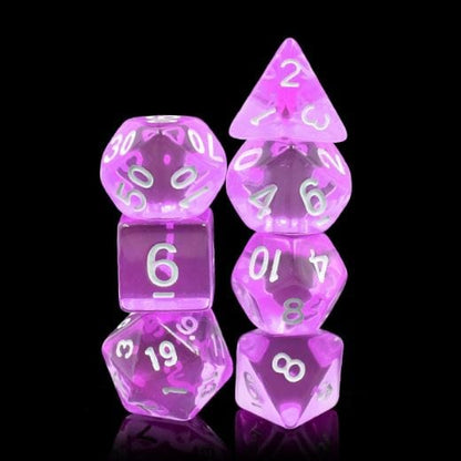Purple Tyrian Gems Dice Set – 7-Piece Royal Purple Acrylic DnD Dice Dice sets Fennek and Finch