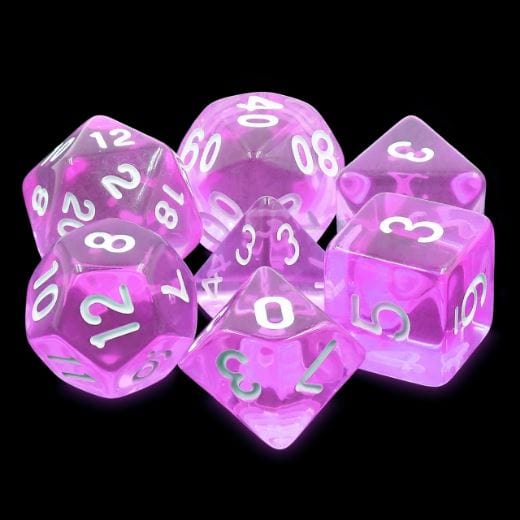 Purple Tyrian Gems Dice Set – 7-Piece Royal Purple Acrylic DnD Dice Dice sets Fennek and Finch