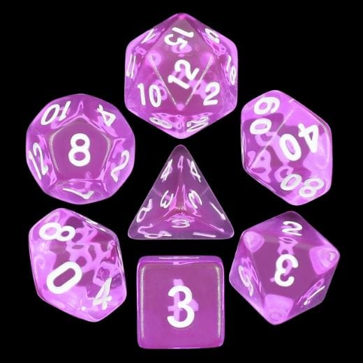 Purple Tyrian Gems Dice Set – 7-Piece Royal Purple Acrylic DnD Dice Dice sets Fennek and Finch