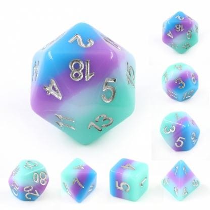 Rainbow Dash Dice Set – 7-Piece Opaque Blue Purple Layered DnD Dice Dice Sets & Games Fennek and Finch