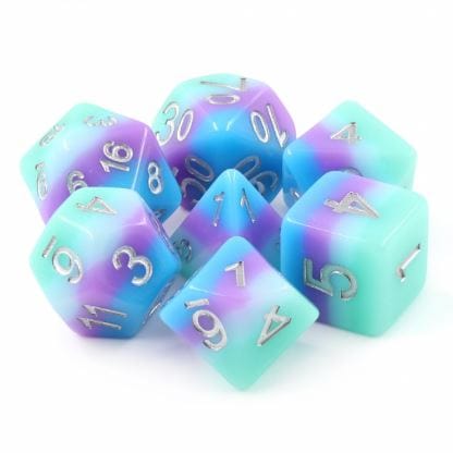 Rainbow Dash Dice Set – 7-Piece Opaque Blue Purple Layered DnD Dice Dice Sets & Games Fennek and Finch