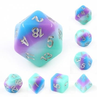 Rainbow Dash Dice Set. Opaque layered blue and purple DND dice set - CozyGamer