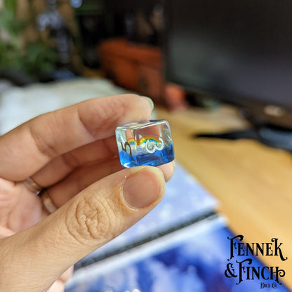 Rainbows and Clouds Dice Set – 7 - Piece Sky Dream DnD Dice - Fennek and Finch