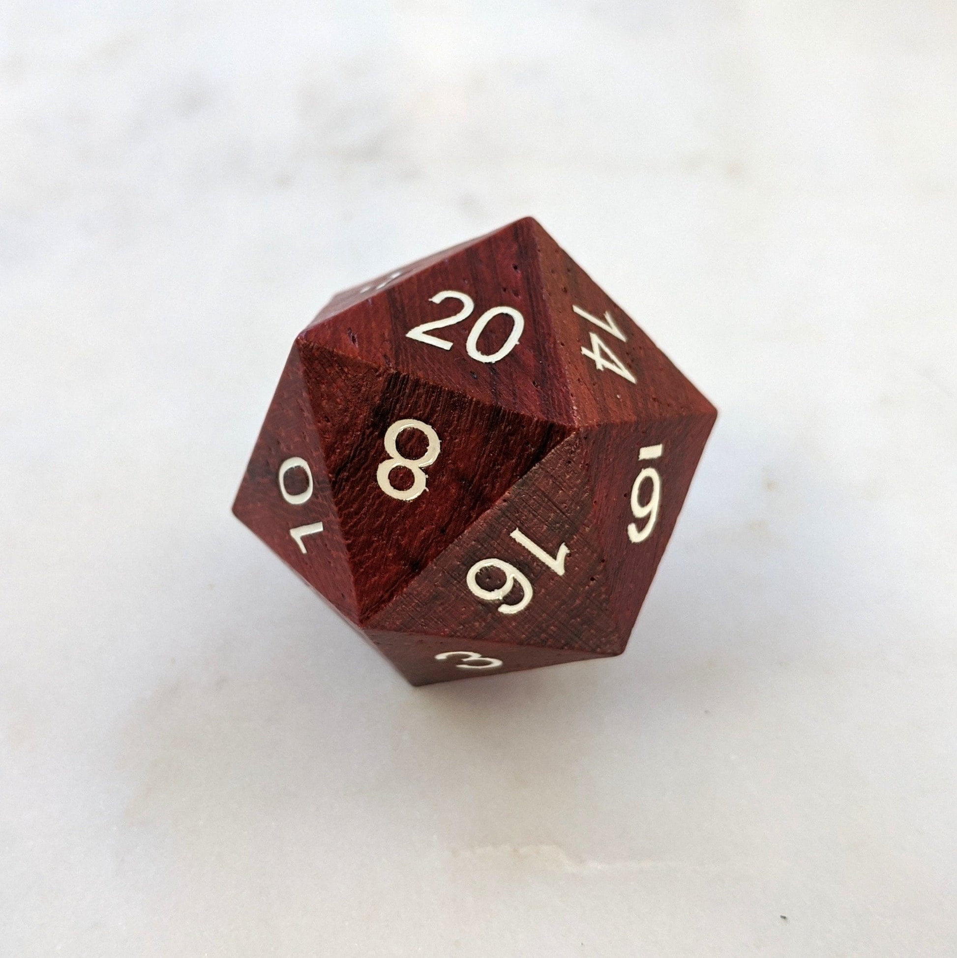 Red Wood Large D20 - CozyGamer