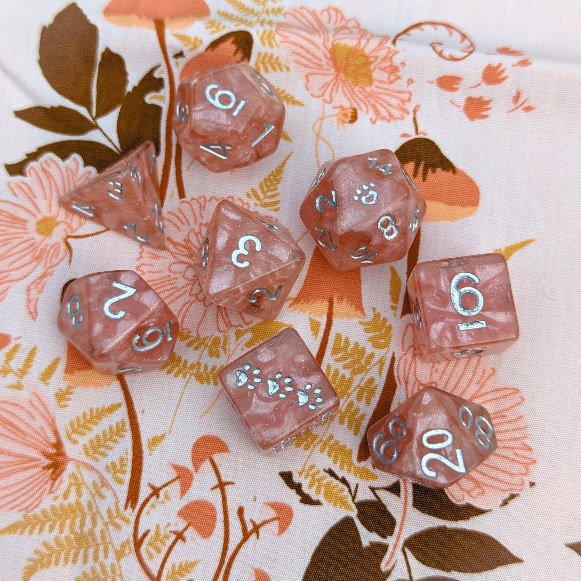 Rose Zephyr 8 Piece Dice Set Dice sets Fennek and Finch