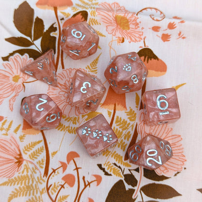 Rose Zephyr 8 Piece Dice Set Dice sets Fennek and Finch