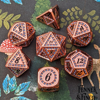 Sapphires and Copper DnD Dice Set