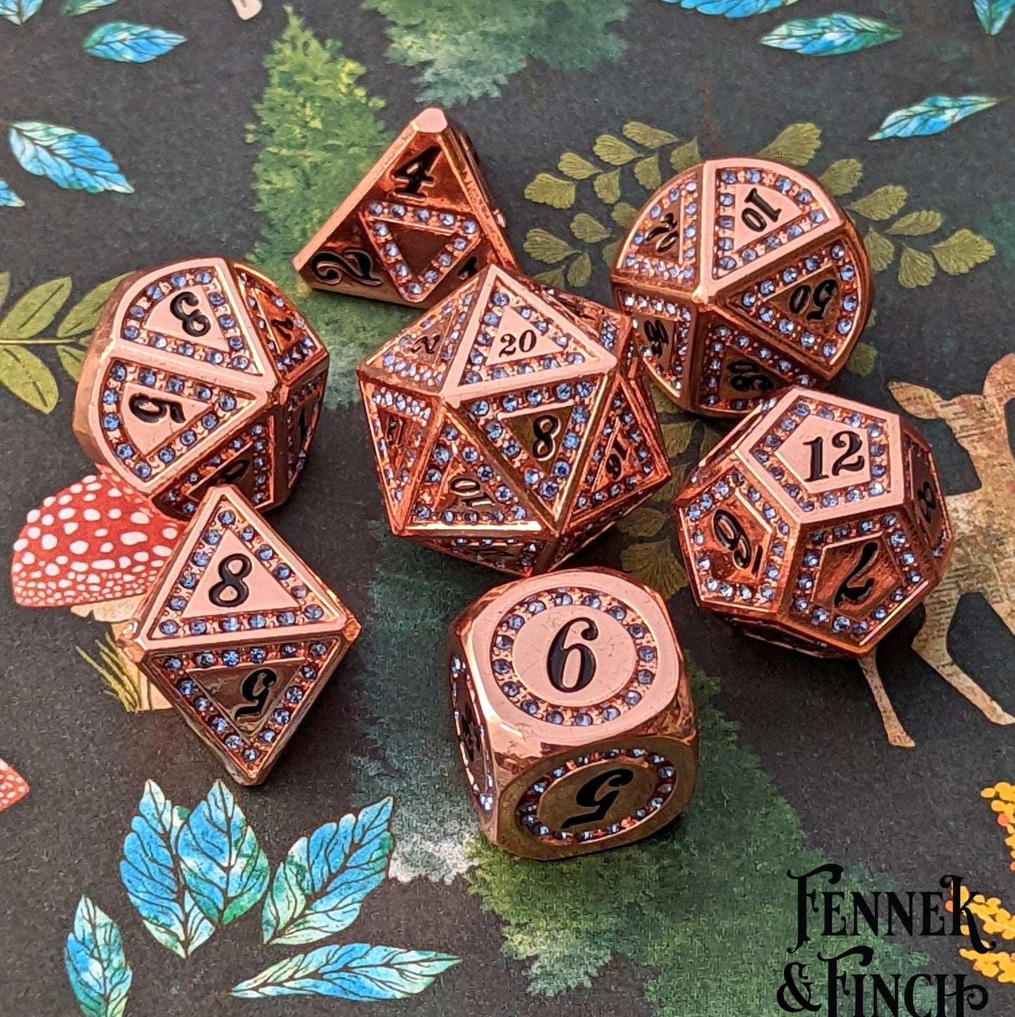 Sapphires and Copper DnD Dice Set