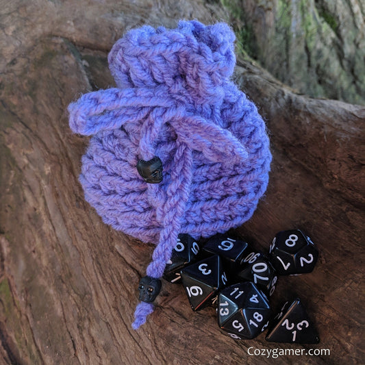 Skulls Dice Bag – Crocheted Drawstring Skull Motif DnD Dice Storage - Fennek and Finch