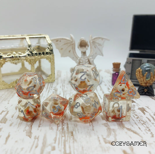 Skullweed Dice Set – 7 - Piece Skulls and Flowers DnD Dice - Fennek and Finch