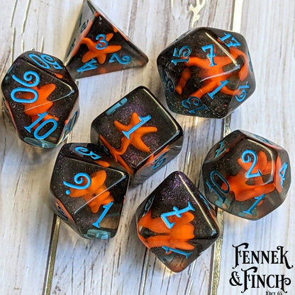 Starfish Dice Set – 7 - Piece Ocean DnD Dice | Fennek & Finch - Fennek and Finch