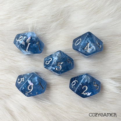 Storm Daddy Dice Set – 7/11 - Piece Blue Lightning Thunder DnD Dice - Fennek and Finch