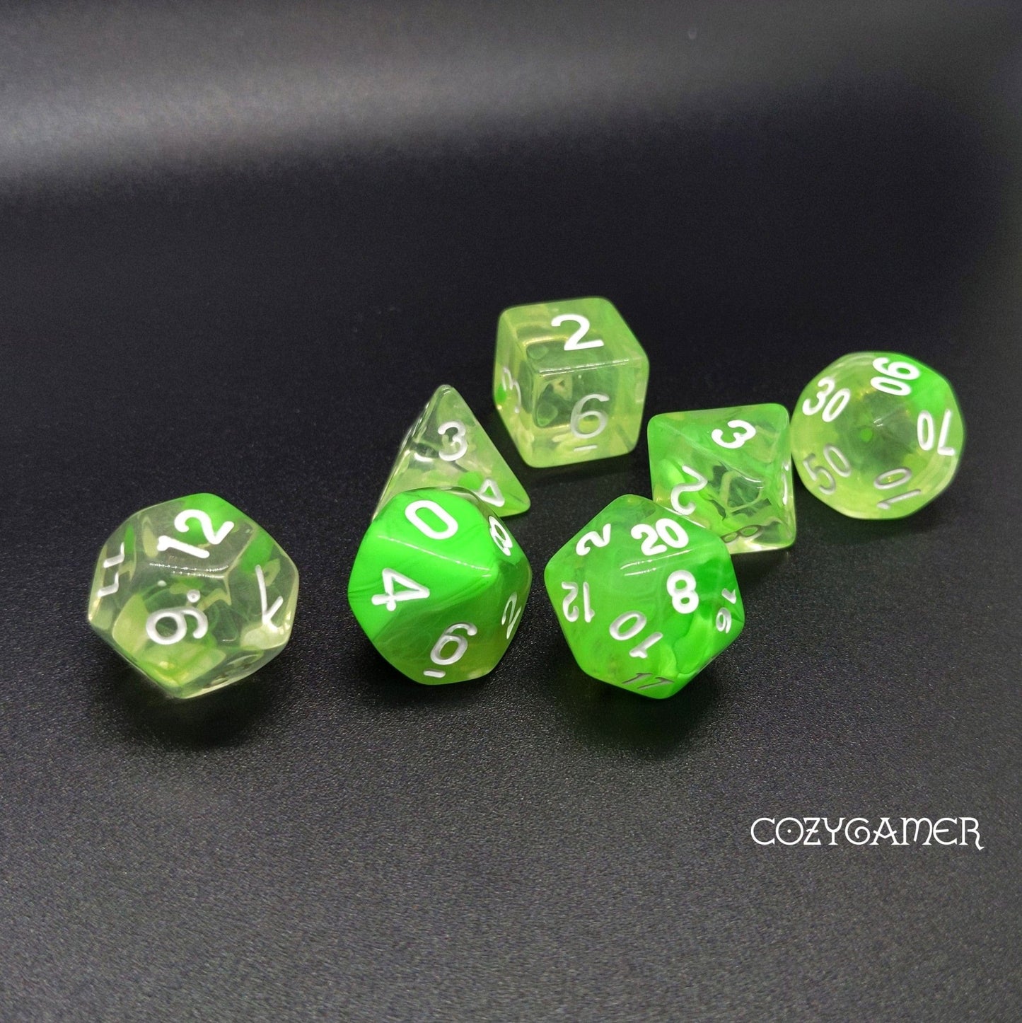 Summer Limes Dice Set. Glitter TTRPG Dice Dice Sets & Games Fennek and Finch