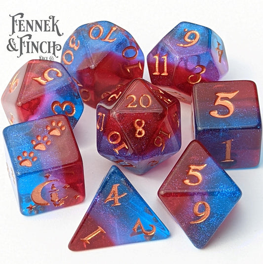 Tiefling Boudoir Dice Set – 8 - Piece Rainbow Layered | Fennek & Finch - Fennek and Finch
