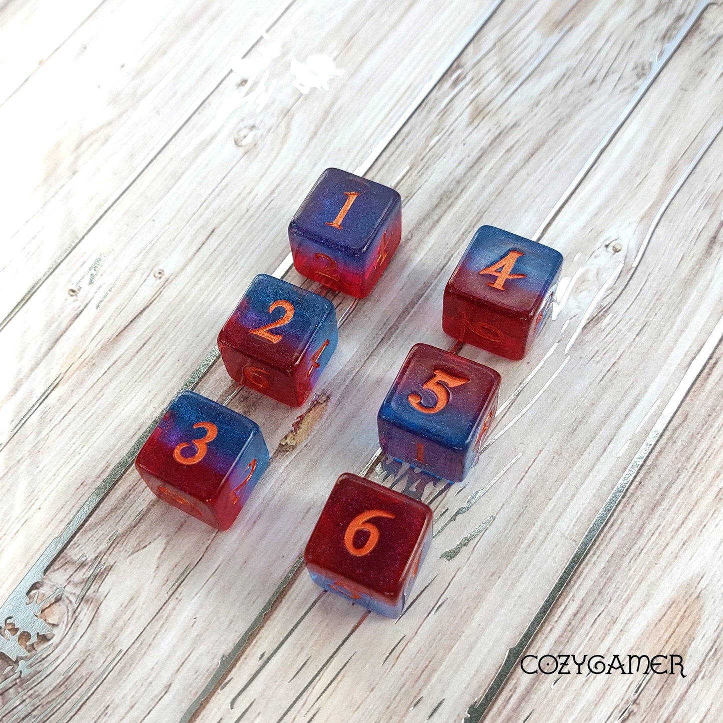 Tiefling Boudoir Dice Set, Ruby, Amethyst, and Sapphire Shimmering Layers DND Dice. 12 Piece, 8 Piece, D10, and D6 Sets D6 Set