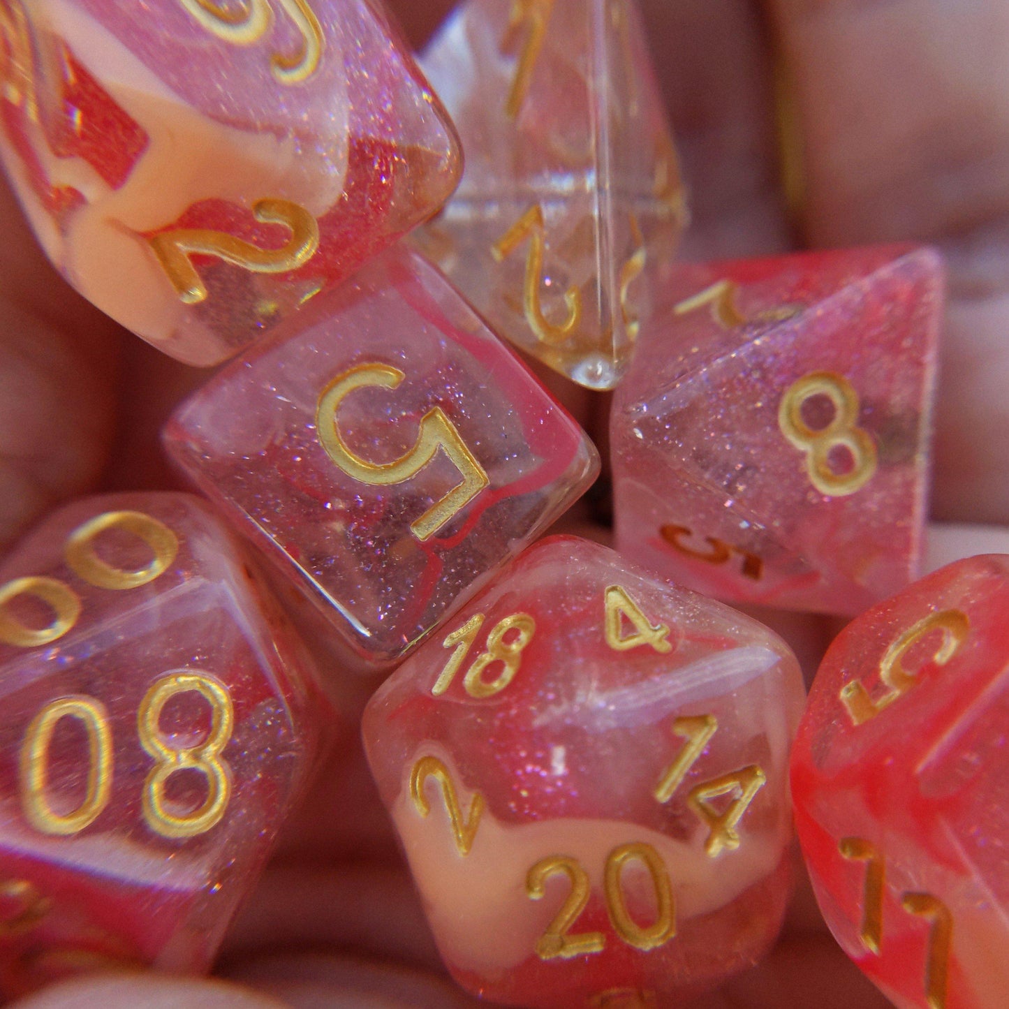 Tissue Dice Set. Micro Shimmer Suspended Ink Dice - CozyGamer