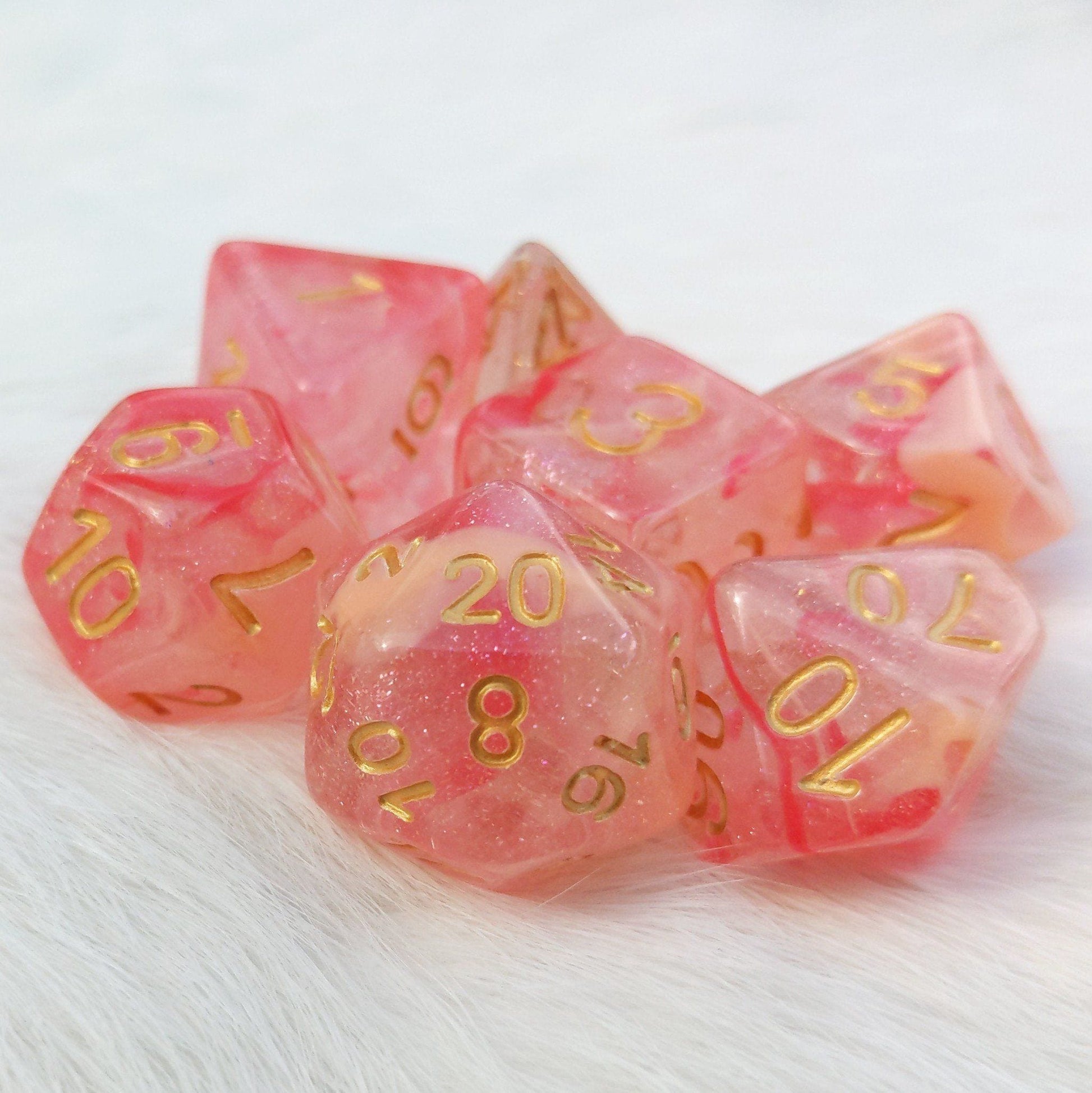 Tissue Dice Set. Micro Shimmer Suspended Ink Dice - CozyGamer