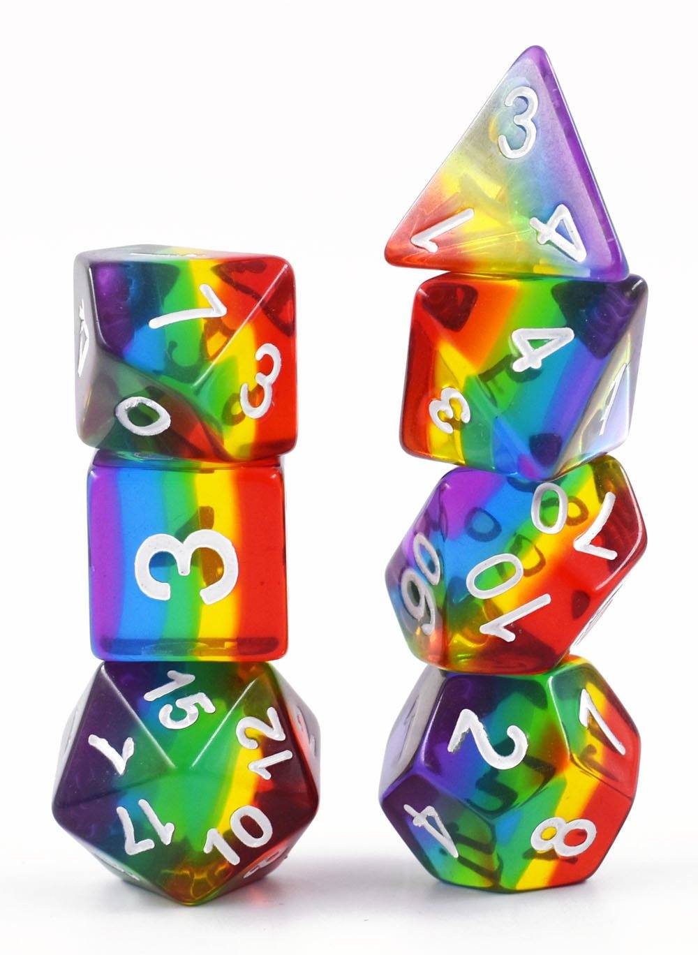 Translucent Rainbow Dice Set – Clear Layered Resin Dice sets Fennek and Finch
