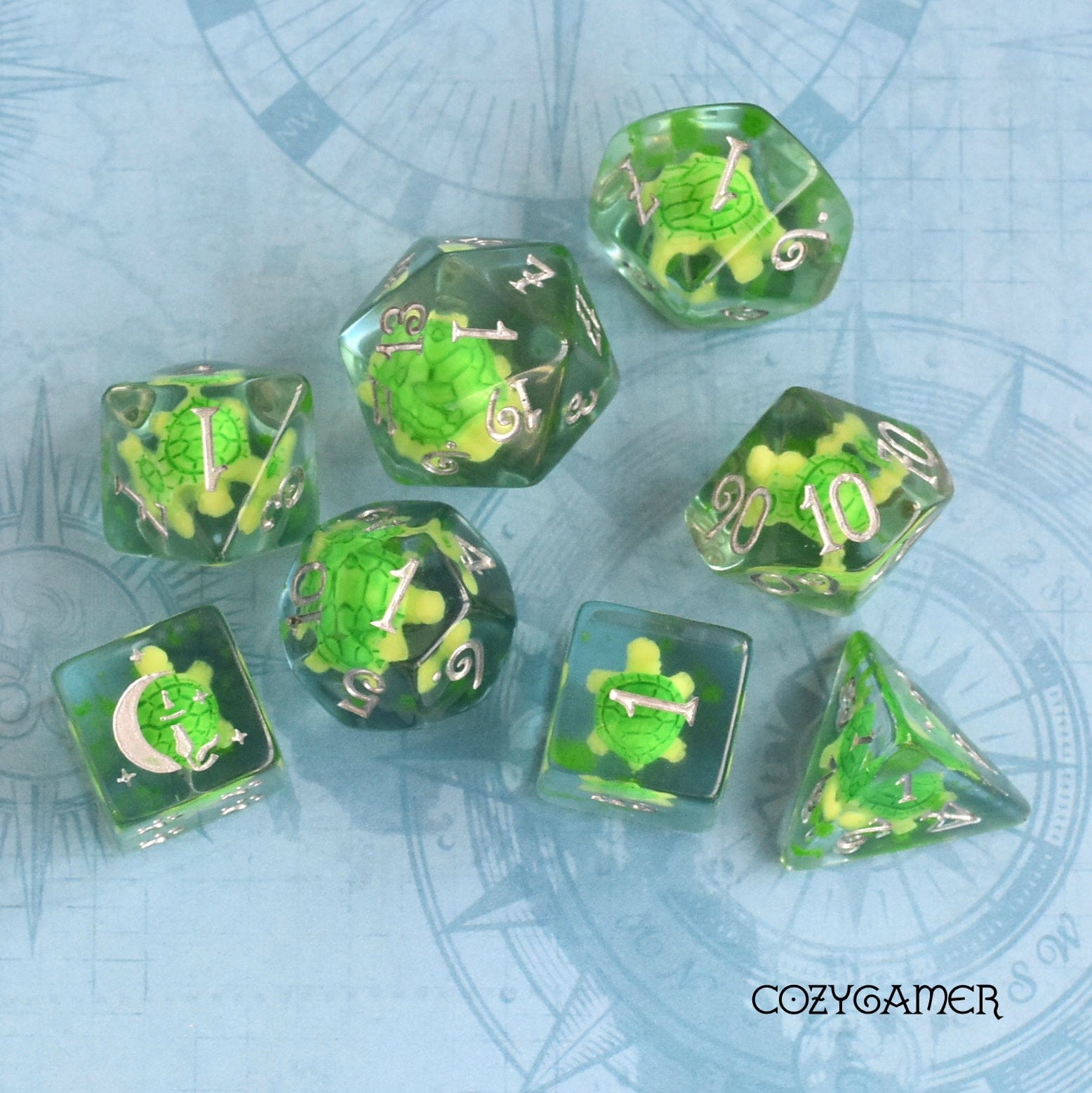 Turtle Dice Set – 8 - Piece Tiny Animal DnD Dice | Fennek & Finch - Fennek and Finch