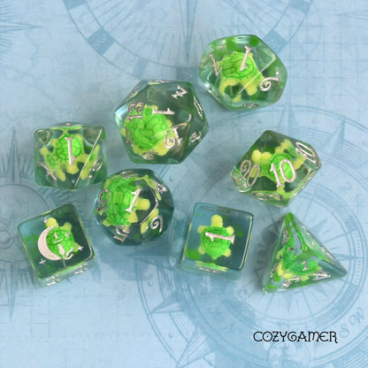 Turtle Dice Set – 8 - Piece Tiny Animal DnD Dice | Fennek & Finch - Fennek and Finch