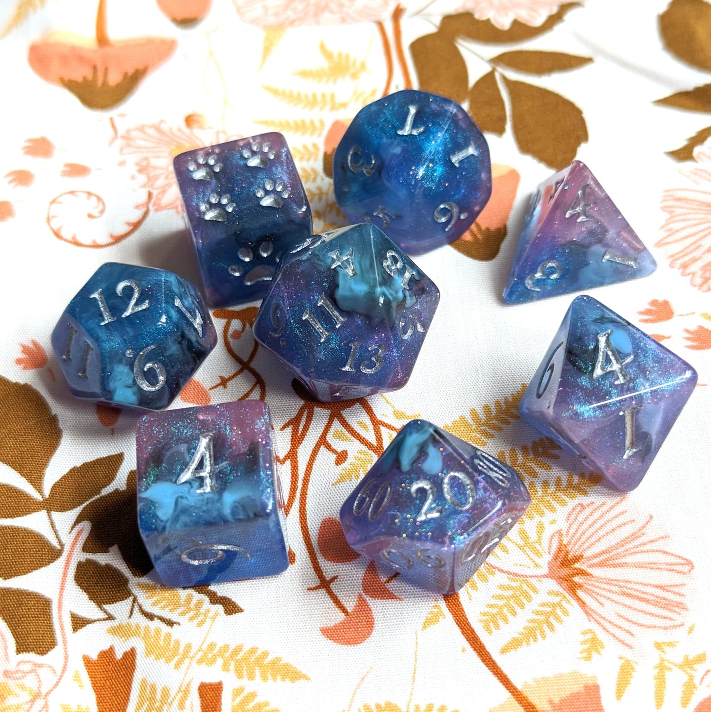 Unending Breath Dice Set. Blue, Purple, Micro Shimmer and Vapor