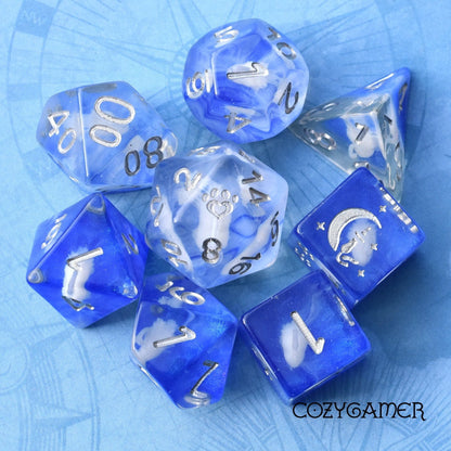 White Swan 8 Piece DnD dice set Dice sets Fennek and Finch