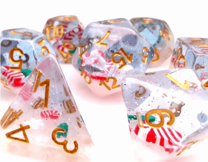 Winter Socks Dice Set – 7 - Piece Christmas Holiday DnD Dice - Fennek and Finch