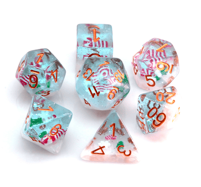 Winter Socks Dice Set – 7 - Piece Christmas Holiday DnD Dice - Fennek and Finch