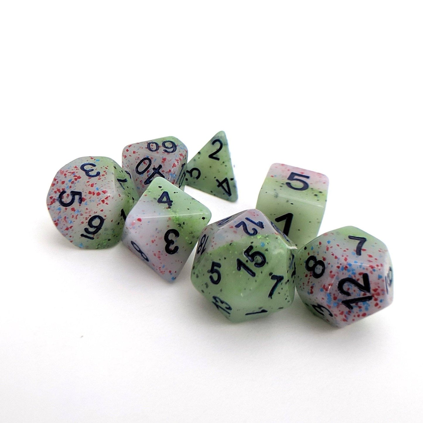Witch's Robe Dice Set – Pastel Purple & Green Layered with Speckles - Fennek and Finch