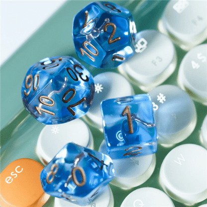 Wizard's Magic Wand Dice Set – 7-Piece Blue Resin with Wands DnD Dice Dice Sets & Games Fennek and Finch