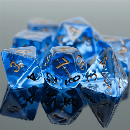 Wizard's Magic Wand Dice Set – 7-Piece Blue Resin with Wands DnD Dice Dice Sets & Games Fennek and Finch