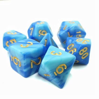 Wizard's Robes Dice Set – 7-Piece Blue Marbled Acrylic DnD Dice for Wizards Dice sets Fennek and Finch